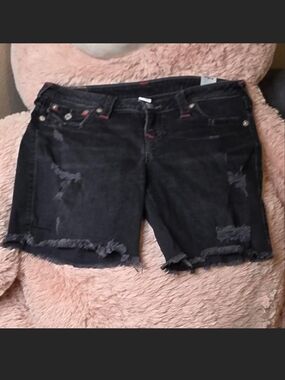 Rock & Republic Black Distressed Denim Cutoff Shorts